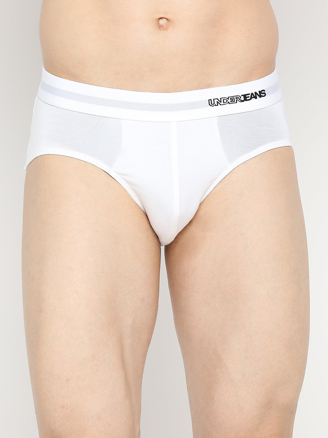Men Premium Micromodal White Brief - UnderJeans by Spykar