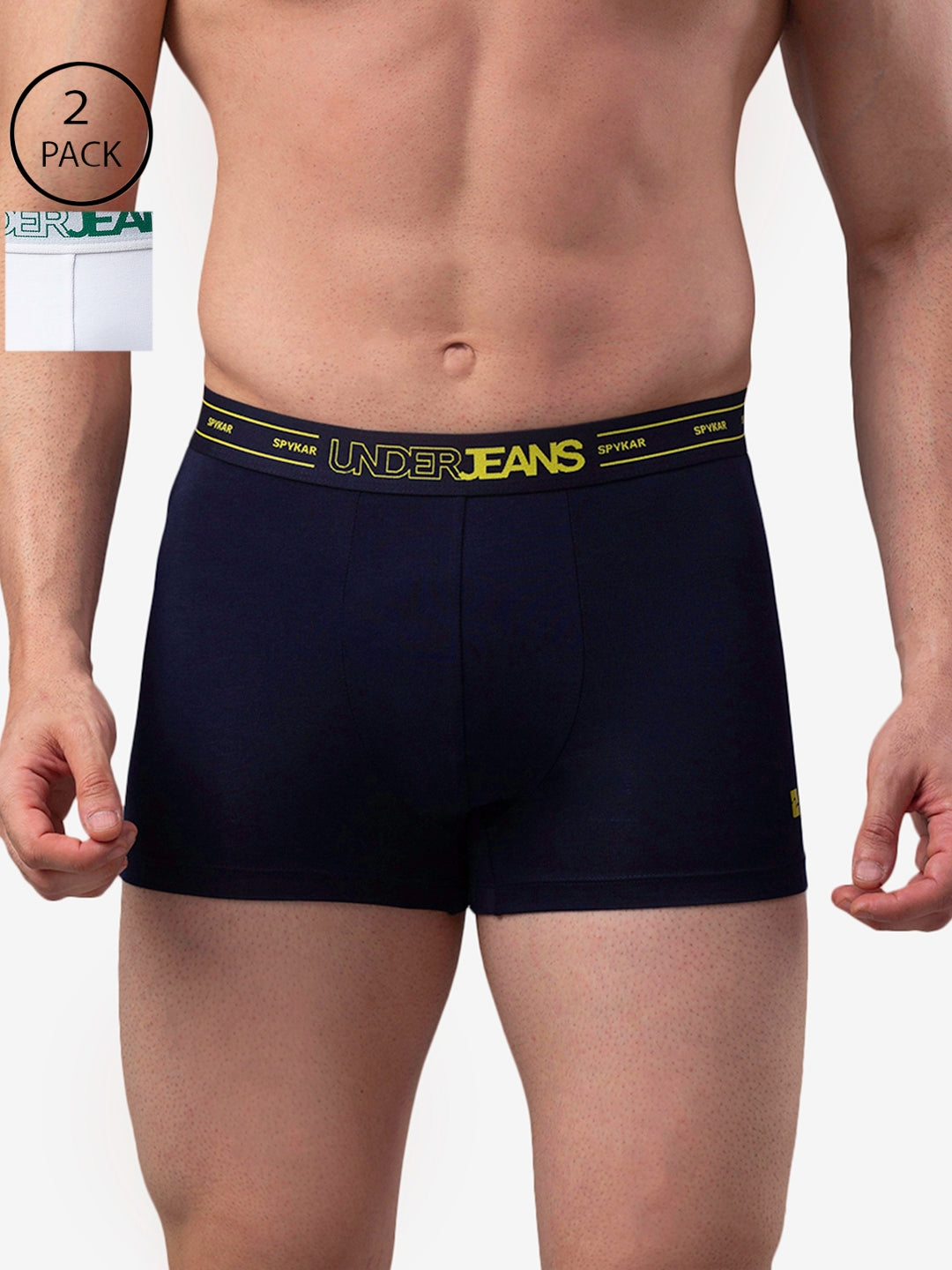 Men Premium Cotton Blend Trunk Pack of 2- UnderJeans by Spykar