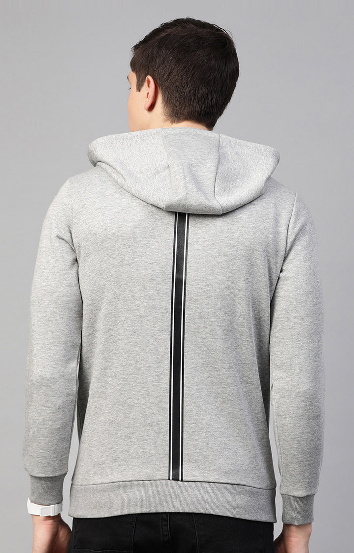 Grey Melange Cotton Solid Hooded Sweatshirts- UnderJeans by Spykar