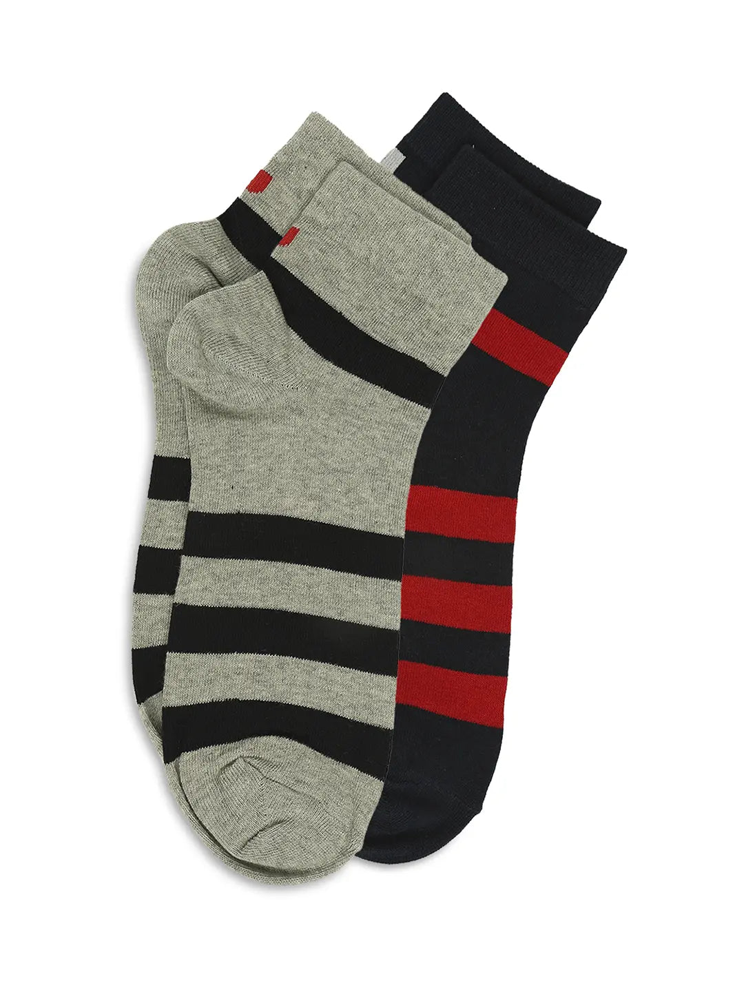 Men Premium Grey Melange & Navy Ankle Length Socks - Pack Of 2- Underjeans by Spykar