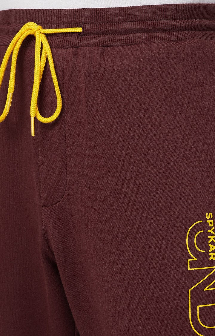 Maroon Cotton Blend Solid Trackpants- UnderJeans by Spykar