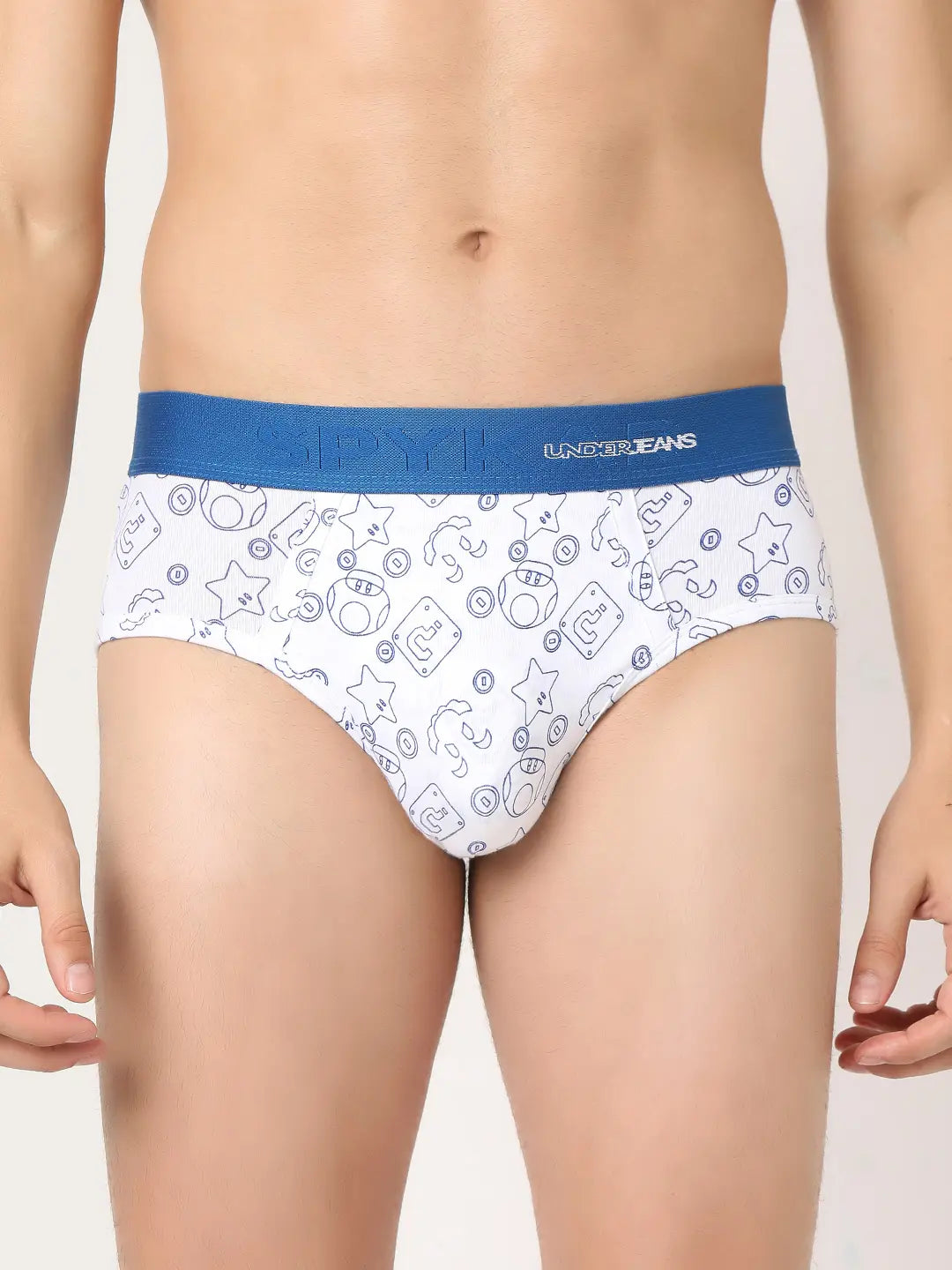 Men Premium Assorted Cotton Blend Printed Brief - Pack Of 3- Underjeans by Spykar