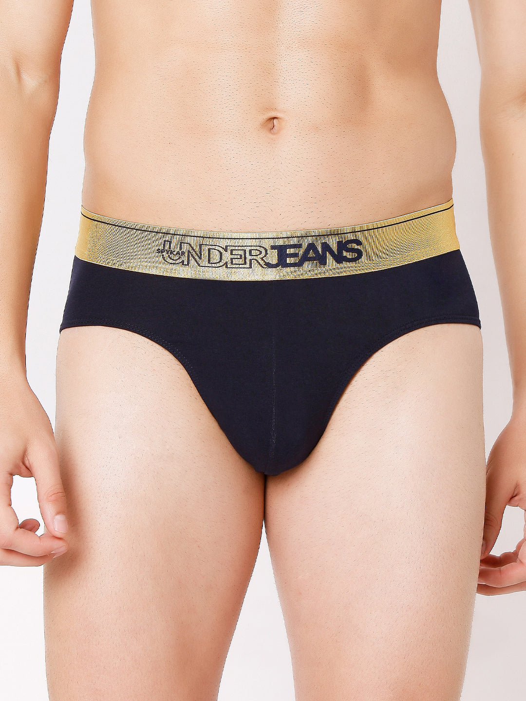 Men Premium Black & Navy Cotton Blend Brief (Pack of 2)- UnderJeans by Spykar