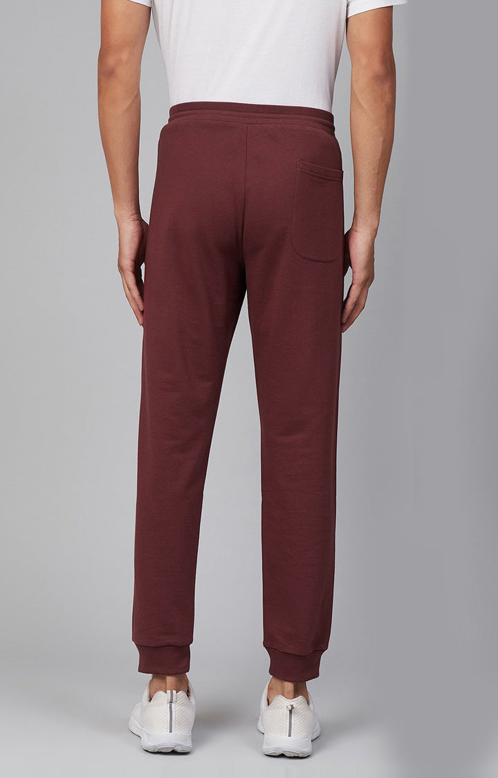 Maroon Cotton Blend Solid Trackpants- UnderJeans by Spykar