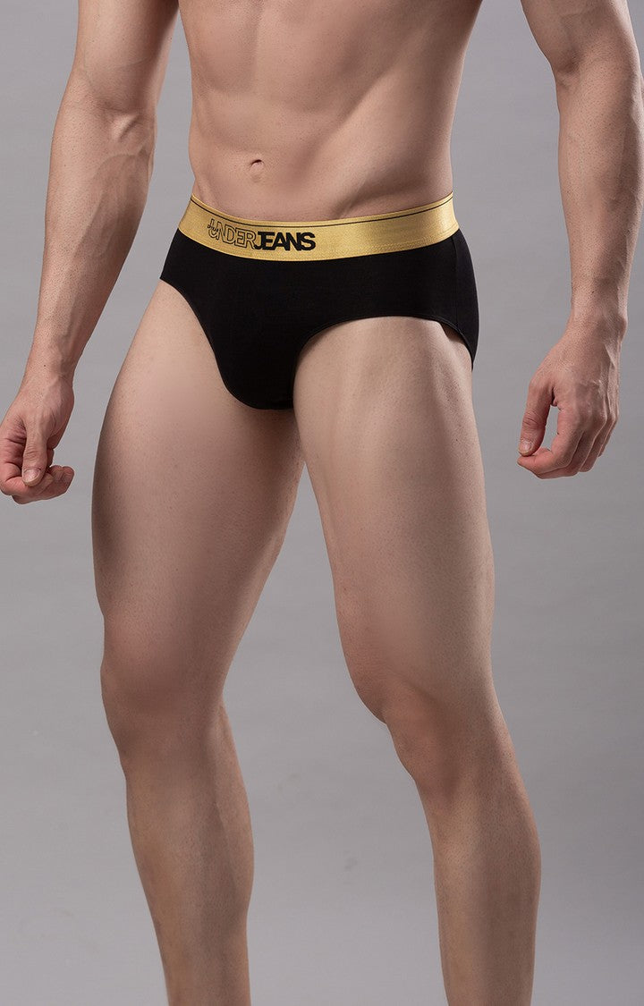 Underjeans by Spykar Men Premium Cotton Blend Black Brief