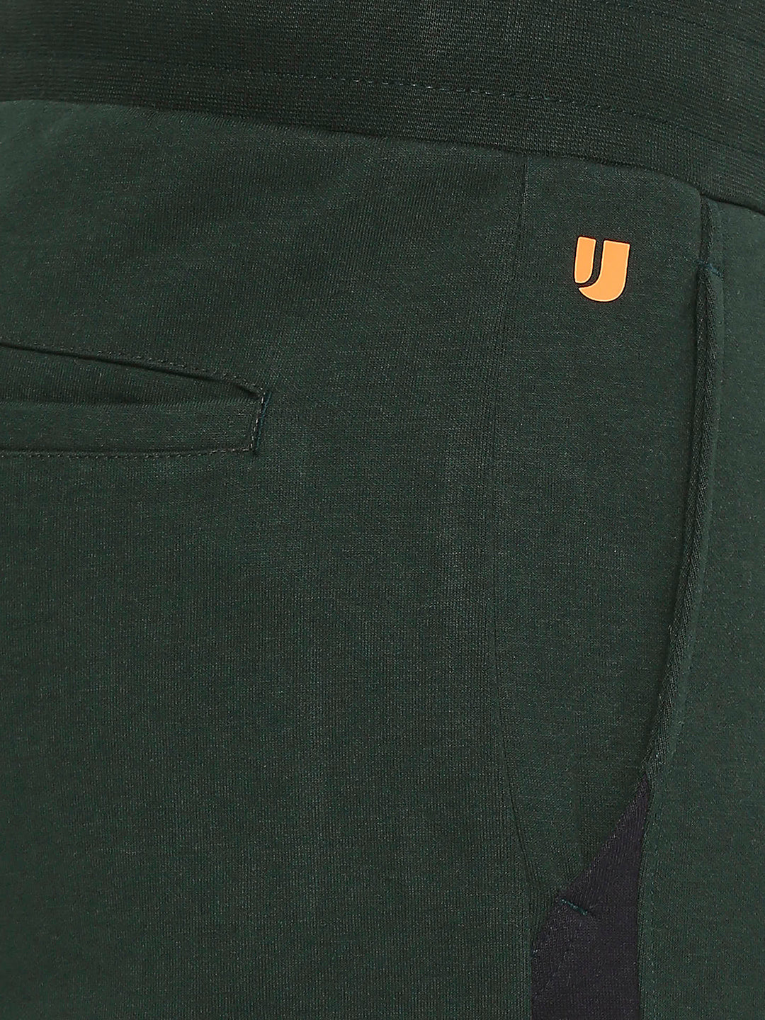 Men Premium Cotton Bottle Green Trackpant - UnderJeans by Spykar