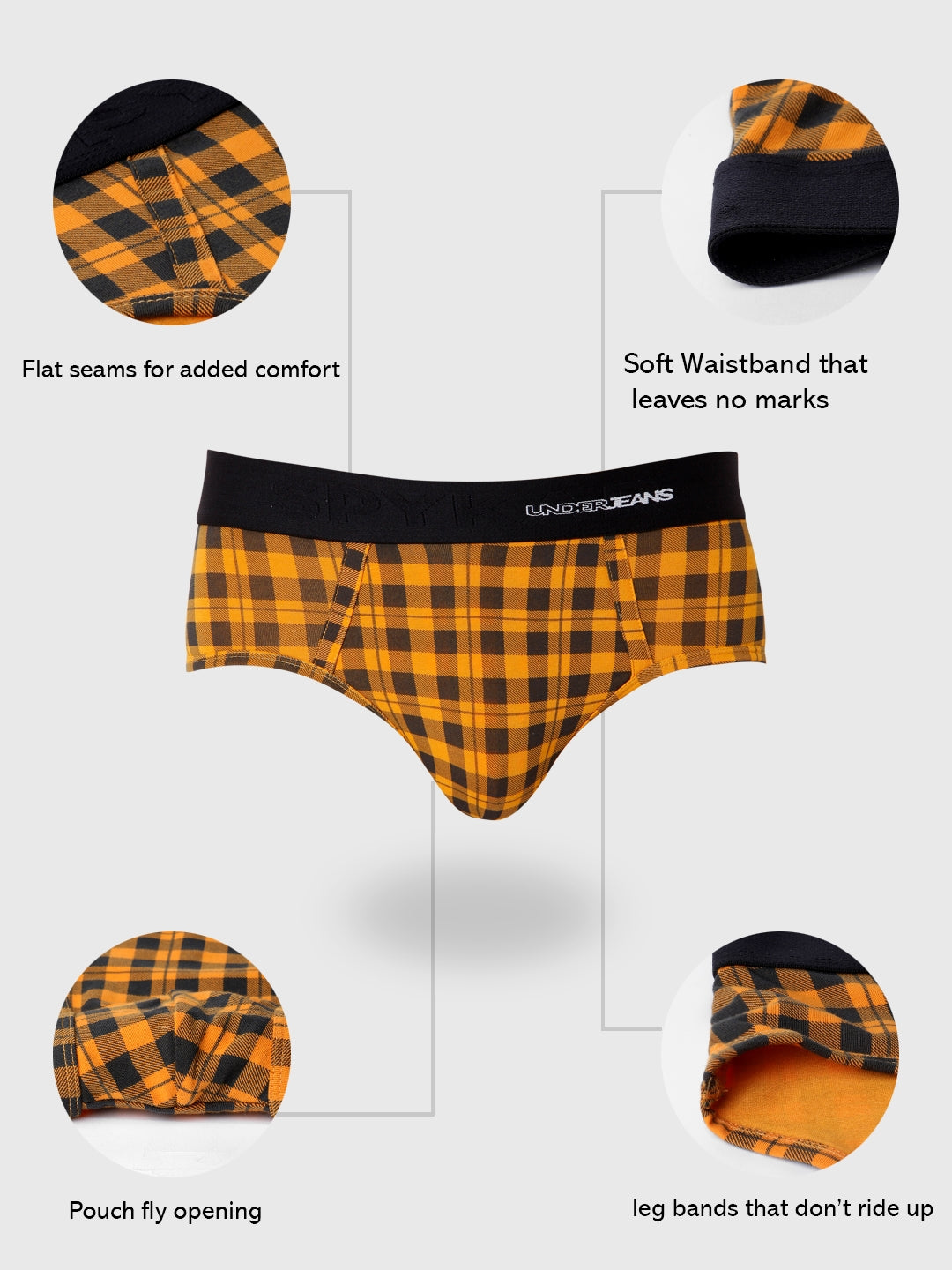 Men Premium Cotton Blend Brief Pack of 1- UnderJeans by Spykar
