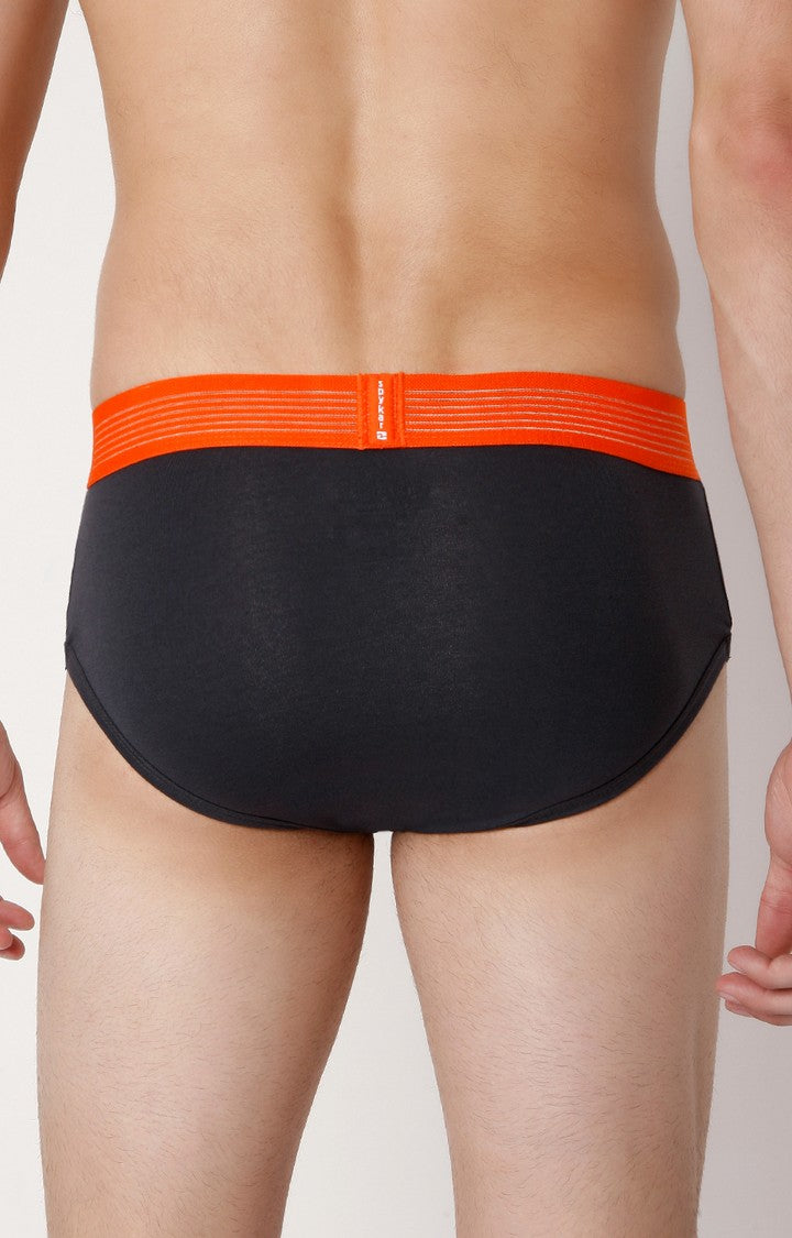Men Premium Darkgrey Cotton Blend Brief- UnderJeans by Spykar