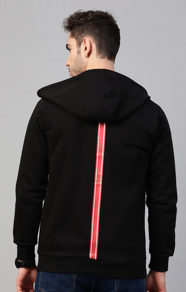Black Cotton Solid Hooded Sweatshirts- UnderJeans by Spykar