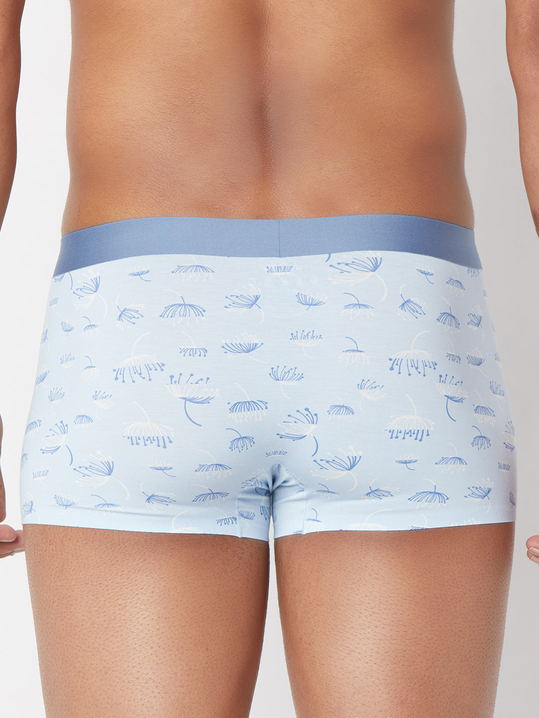 Men SkyBlue Printed Super Premium Bonded Elastic Trunk - UnderJeans by Spykar