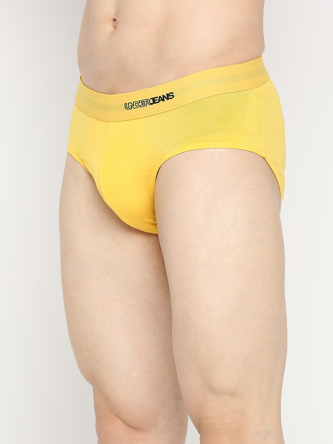 Men Premium Micromodal Yellow Brief - UnderJeans by Spykar