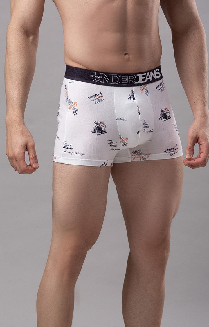 White Cotton Trunk for Men Premium - (Pack of 2)- UnderJeans by Spykar