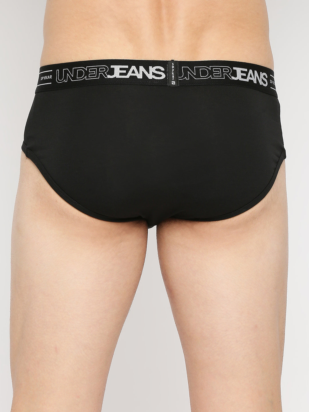 Men Premium Black Cotton Blend Brief - UnderJeans by Spykar