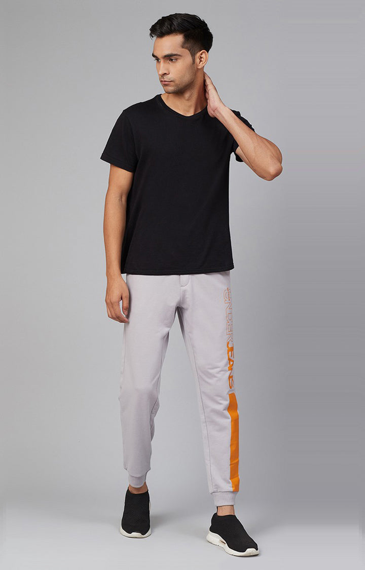 Grey Cotton Blend Solid Trackpants- UnderJeans by Spykar