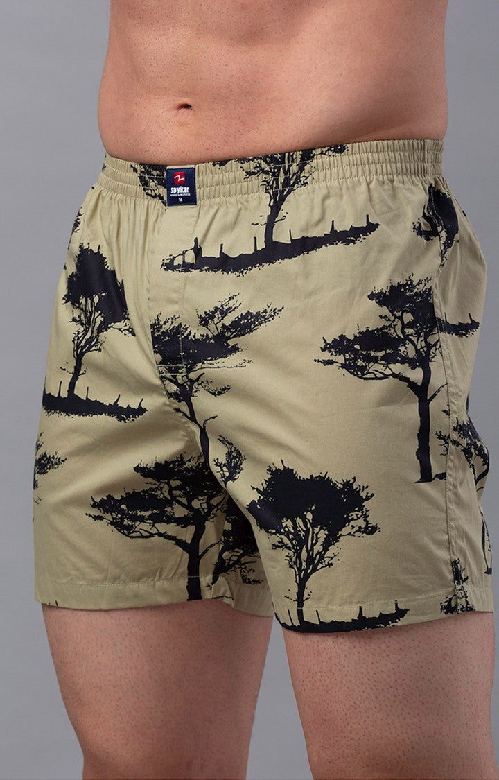 Beige Cotton Boxers for Men Premium - (Pack of 2)- UnderJeans by Spykar