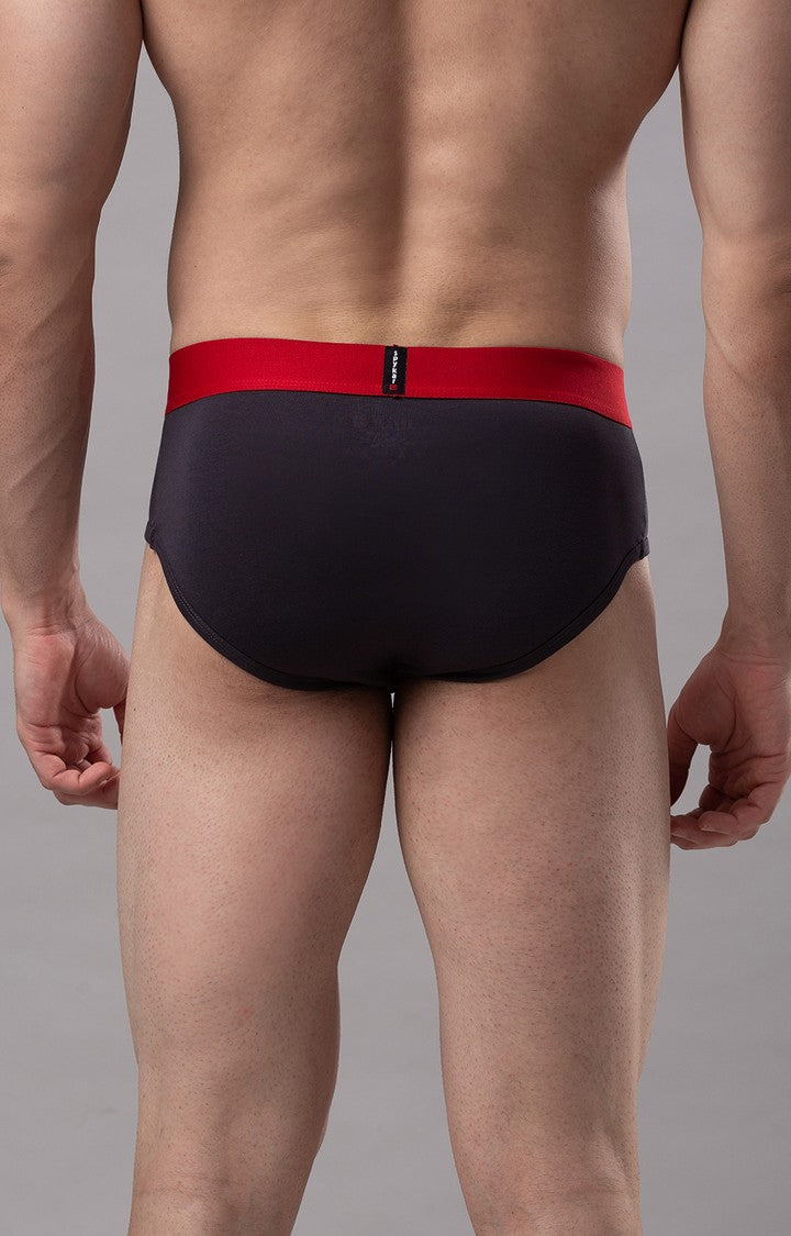 Men Premium Cotton Blend Grey Brief - UnderJeans by Spykar