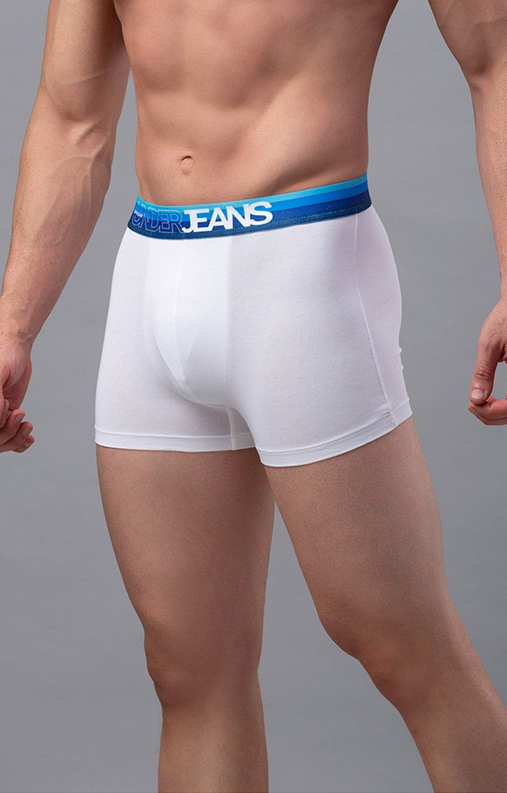 White Cotton Trunk for Men Premium - (Pack of 2)- UnderJeans by Spykar