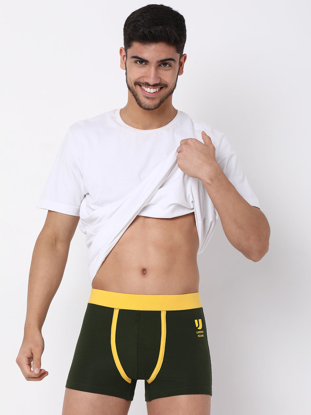 Men Premium Cotton Blend Olive Trunk- UnderJeans by Spykar