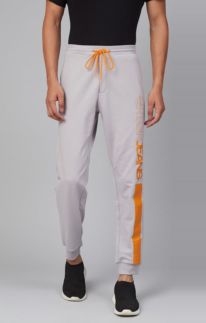 Grey Cotton Blend Solid Trackpants- UnderJeans by Spykar