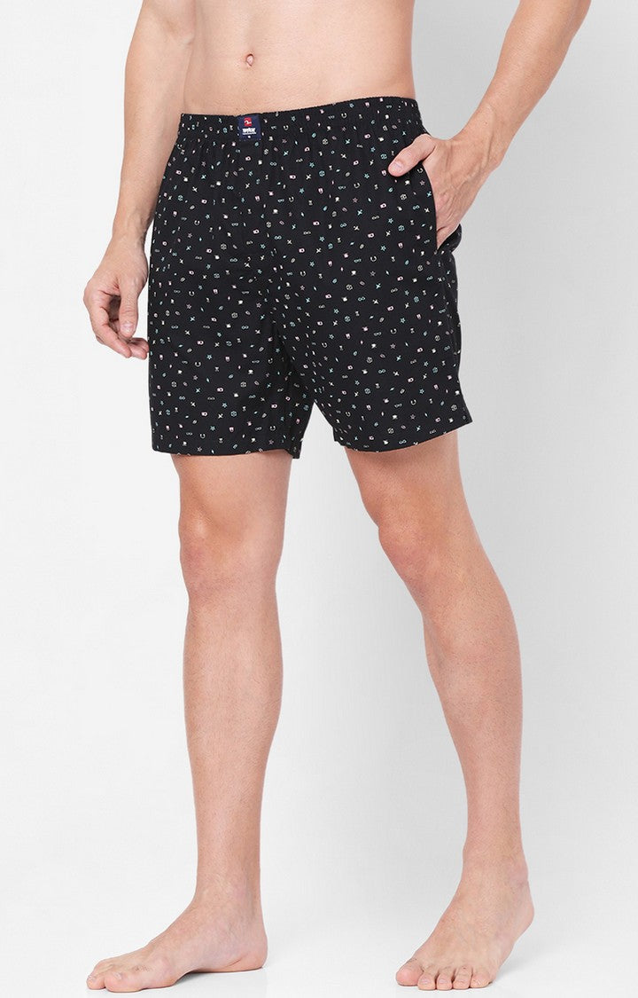 Men Premium Black Cotton Boxers- UnderJeans by Spykar