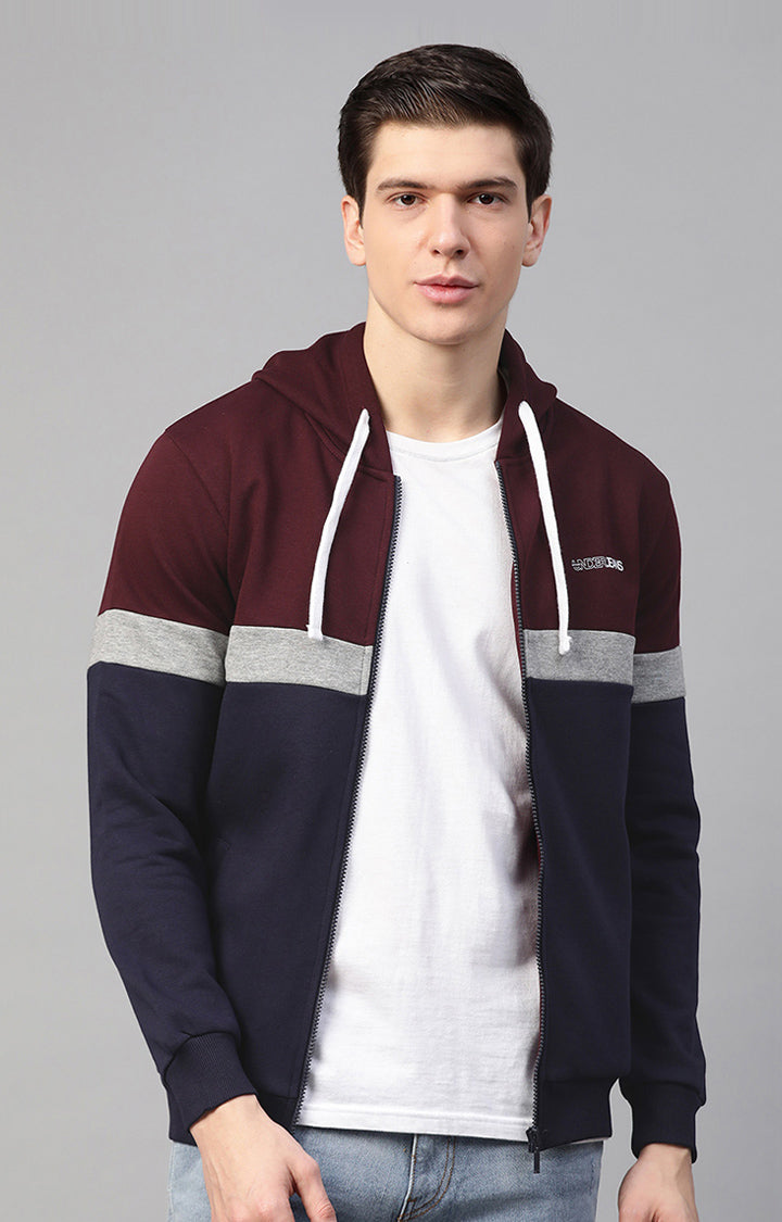 Maroon Cotton Solid Hooded Sweatshirts- UnderJeans by Spykar