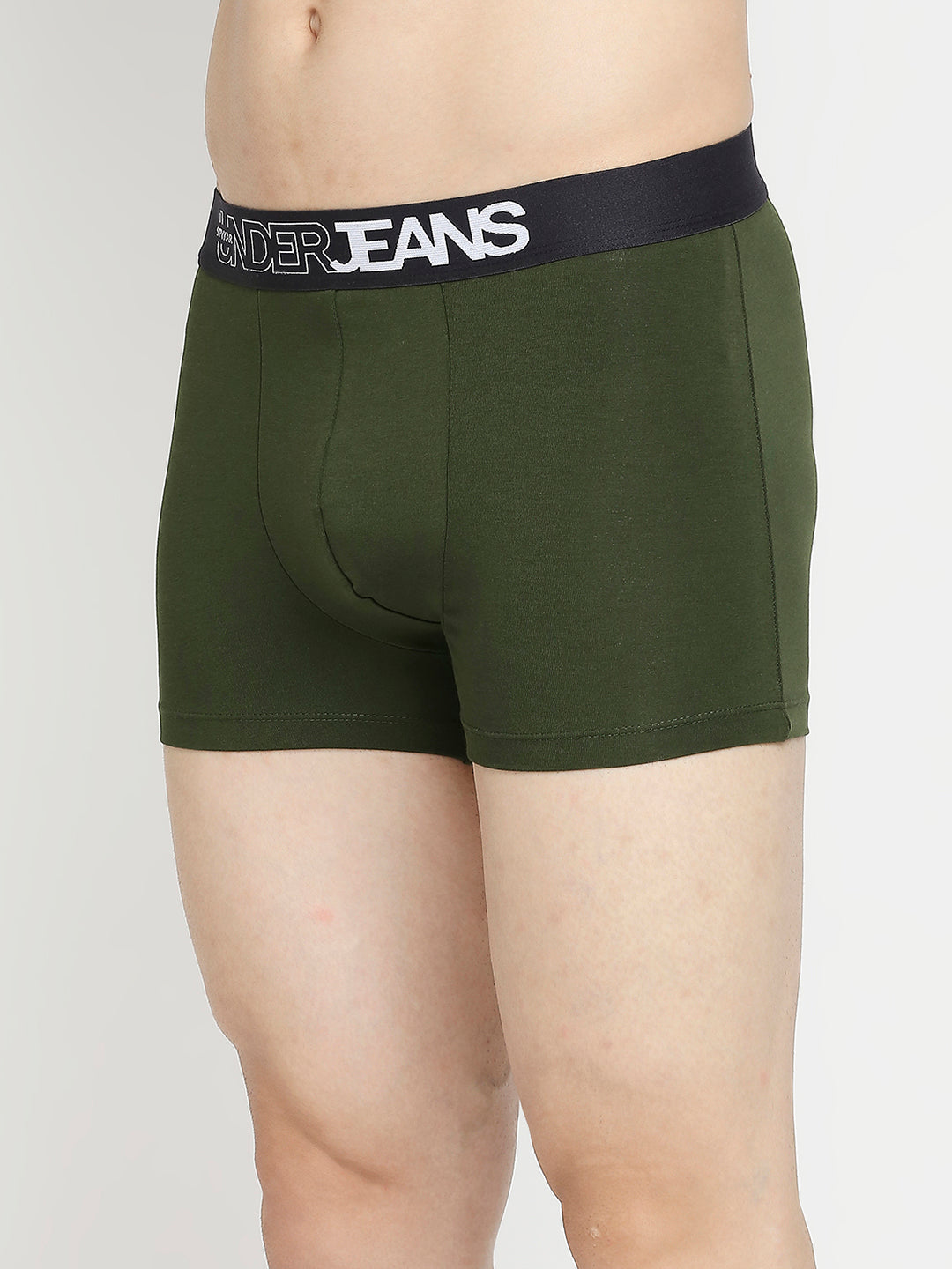 Men Premium Olive & Black Cotton Blend Trunk - Pack Of 2- UnderJeans by Spykar