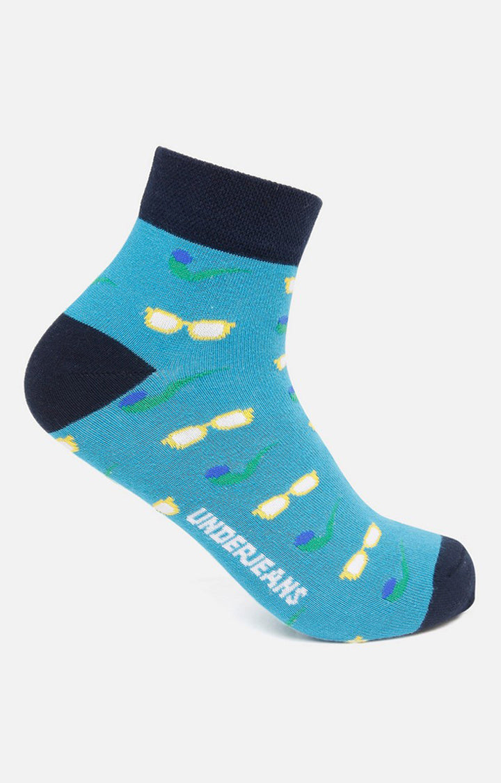 Men Premium Turq Ankle Length (Non Terry) Single Pair of Socks- UnderJeans by Spykar