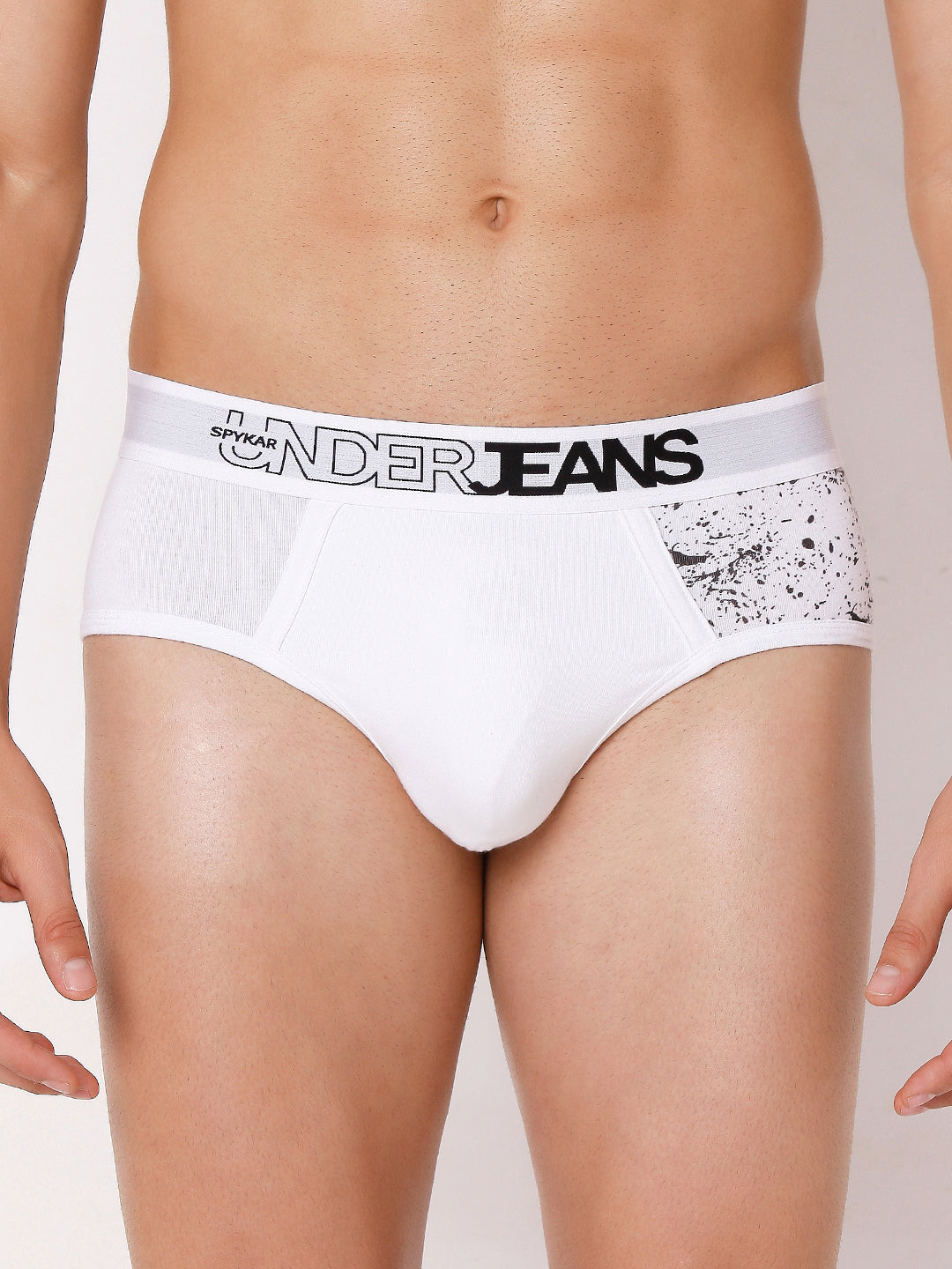 Men Premium Navy & White Cotton Blend Brief (Pack of 2)- UnderJeans by Spykar