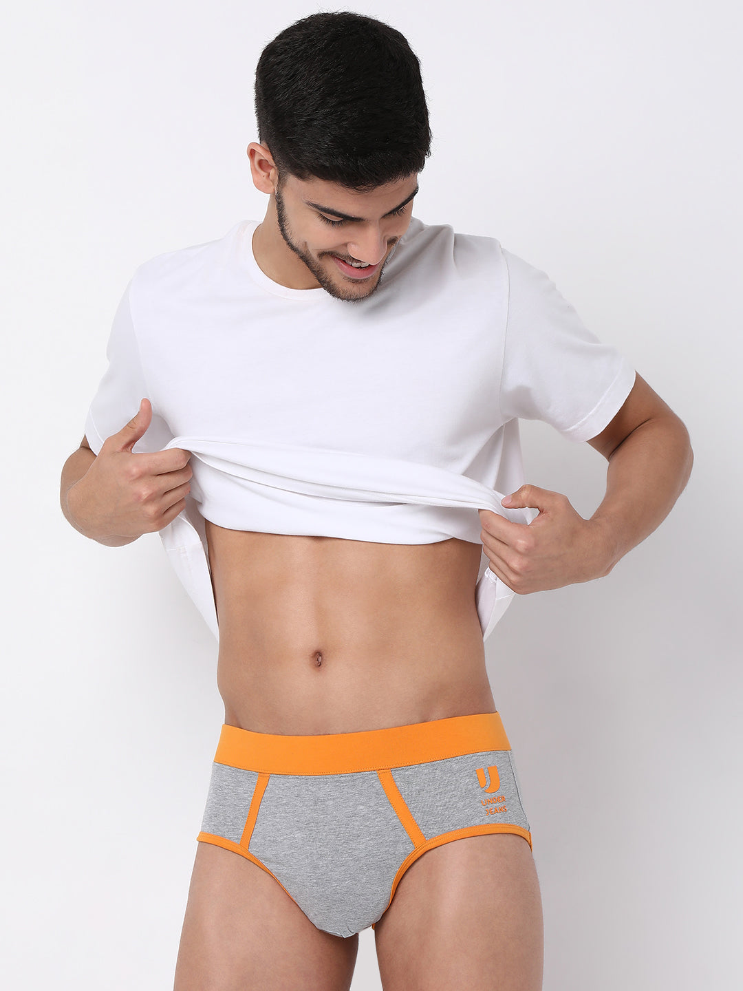 Underjeans by Spykar Men Premium Cotton Blend Grey Brief