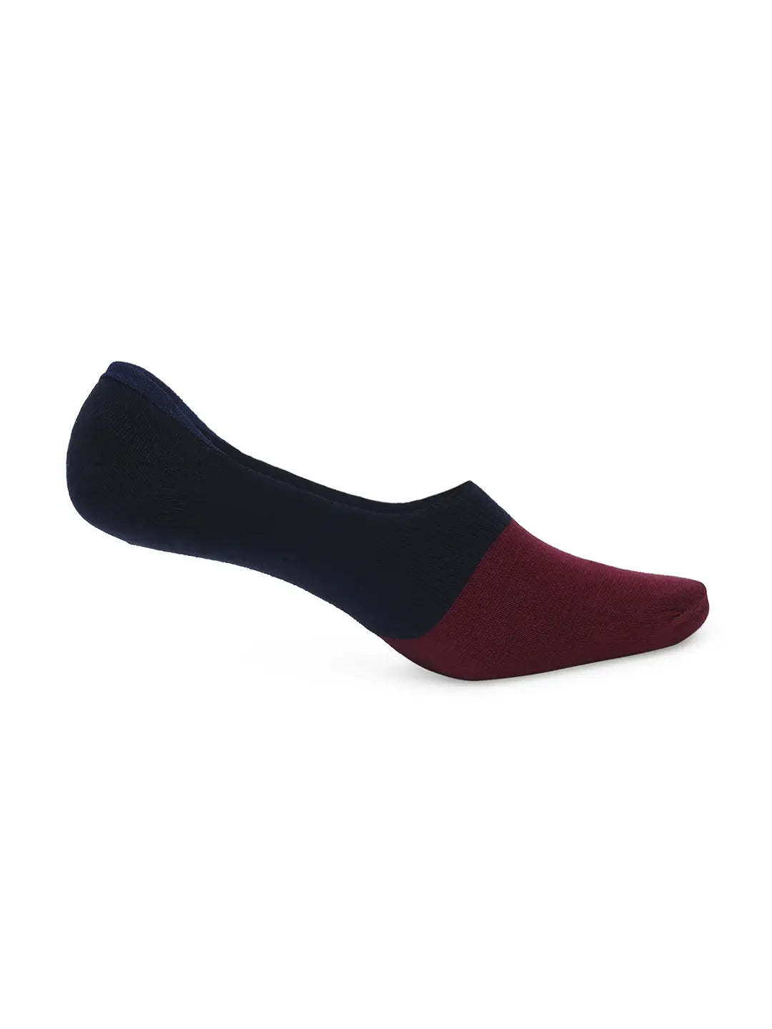 Men Black & Maroon Cotton Blend No Show Socks - Pack Of 2 - Underjeans by Spykar