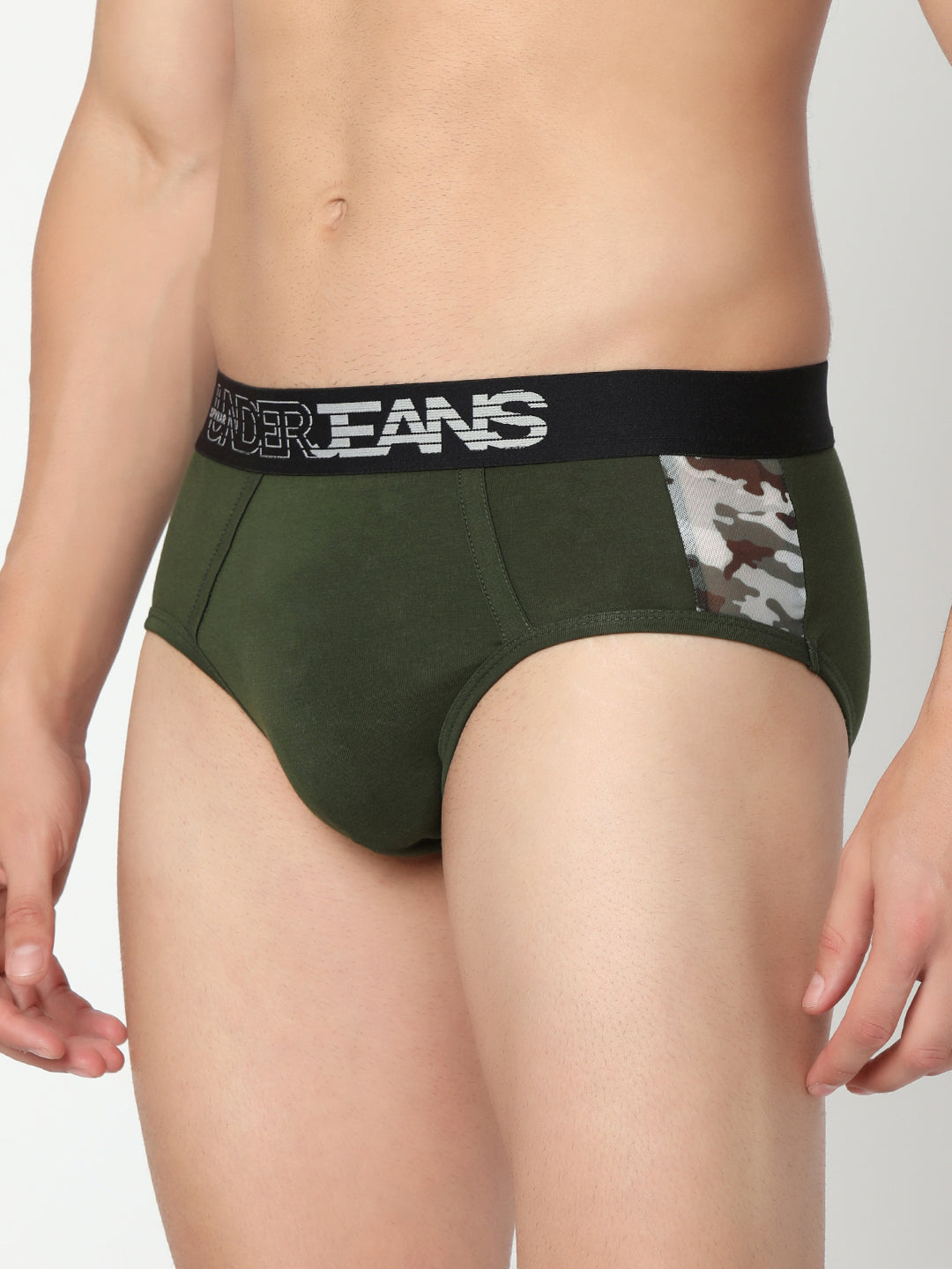 Men Premium Black Grey & Olive Cotton Blend Brief (Pack of 3)- UnderJeans by Spykar