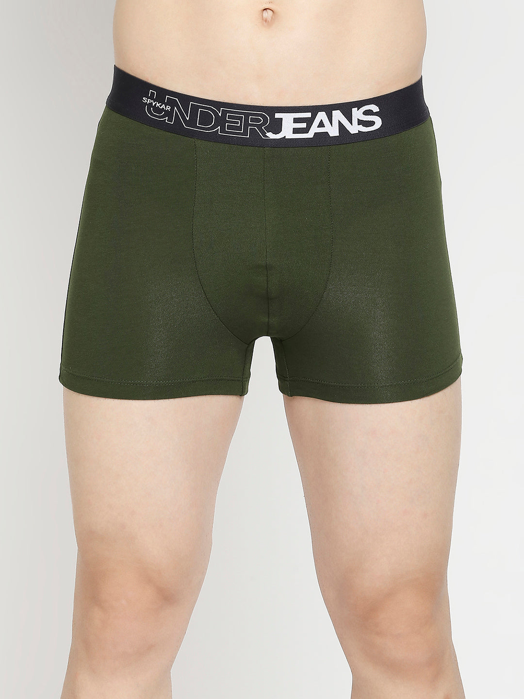 Men Premium Navy Blue & Olive Cotton Blend Trunk - Pack Of 2- UnderJeans by Spykar