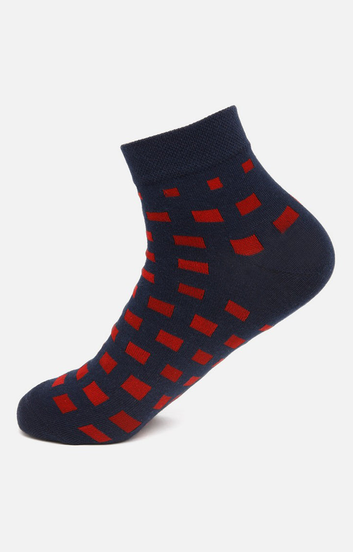 Men Premium Navy Maroon Ankle Length (Non Terry) Single Pair of Socks- UnderJeans by Spykar