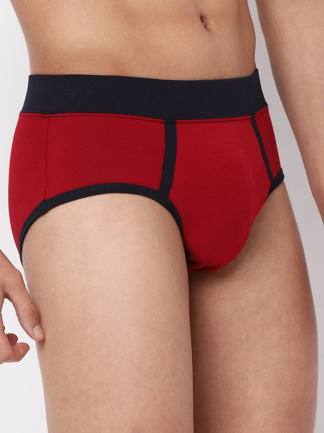 Men Premium Cotton Blend Maroon Brief- UnderJeans by Spykar