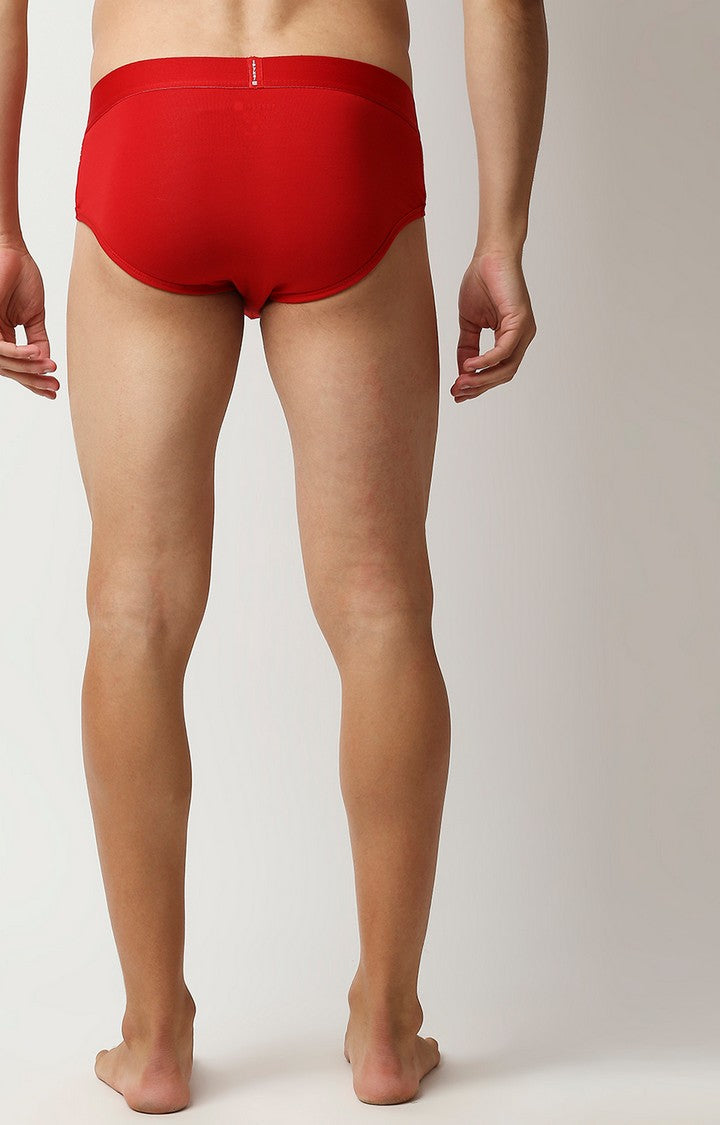Underjeans by Spykar Men Premium Red Cotton Blend Brief