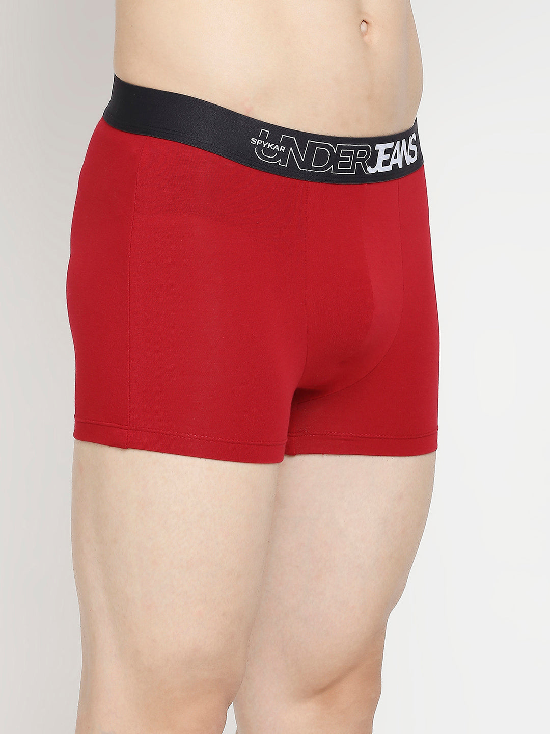 Men Premium Maroon & Dark Grey Cotton Blend Trunk - Pack Of 2- UnderJeans by Spykar