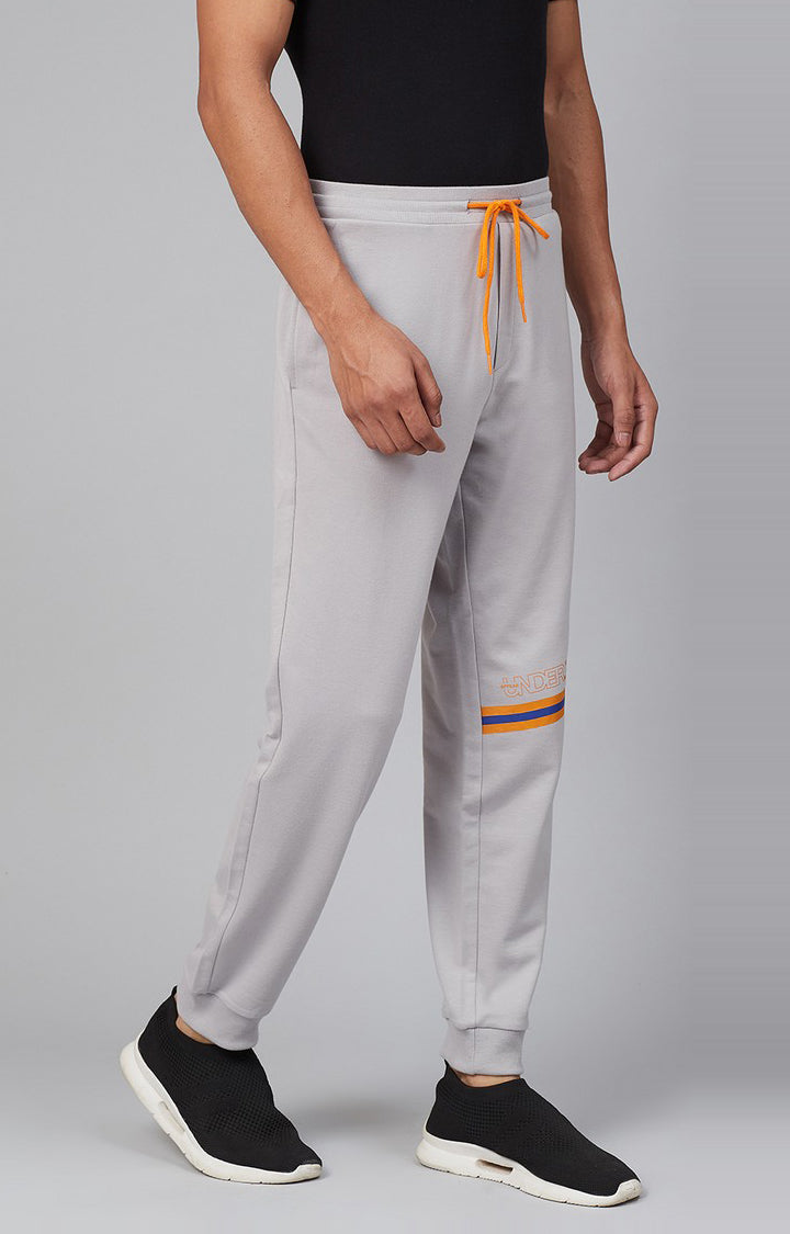 Grey Cotton Blend Solid Trackpants- UnderJeans by Spykar