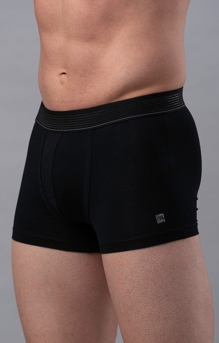 Men Premium Black Cotton Blend Trunk - UnderJeans by Spykar