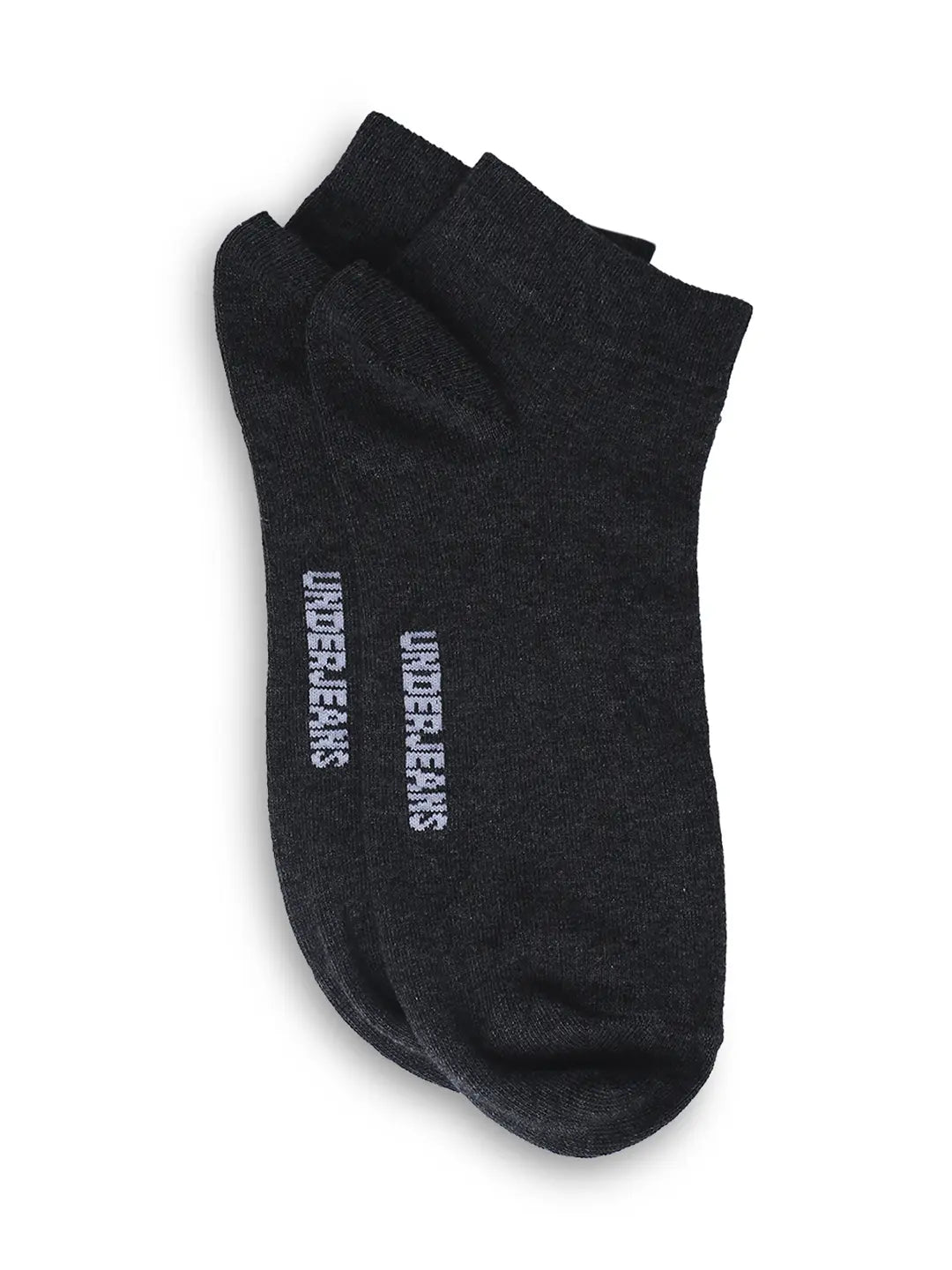 Men Anthra Melange & Red Cotton Blend Sneaker Socks - Pack Of 2 - Underjeans by Spykar