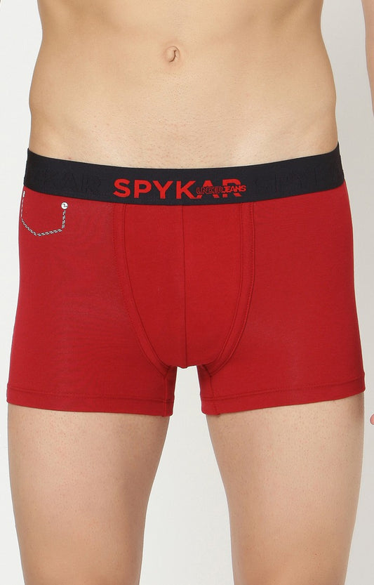 Men Premium Maroon Cotton Blend Trunk- UnderJeans by Spykar