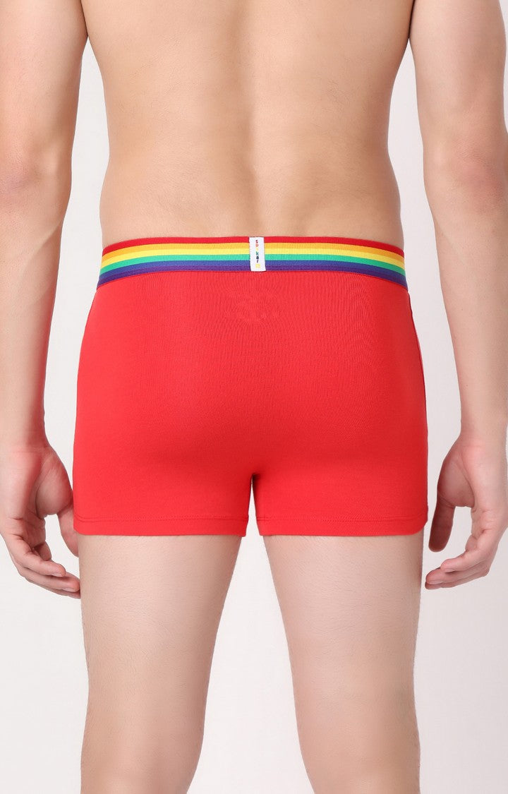 Men Premium Red Multi Cotton Blend Trunk- UnderJeans by Spykar