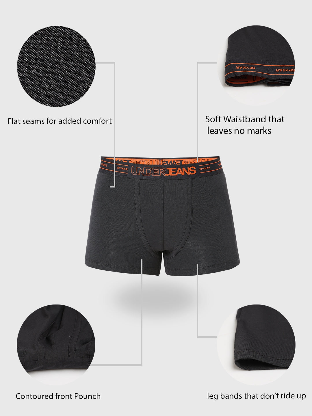 Underjeans by Spykar Men Premium Dark Grey Trunk