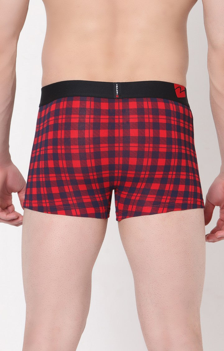 Men Premium Blue-Check Cotton Blend Trunk- UnderJeans by Spykar