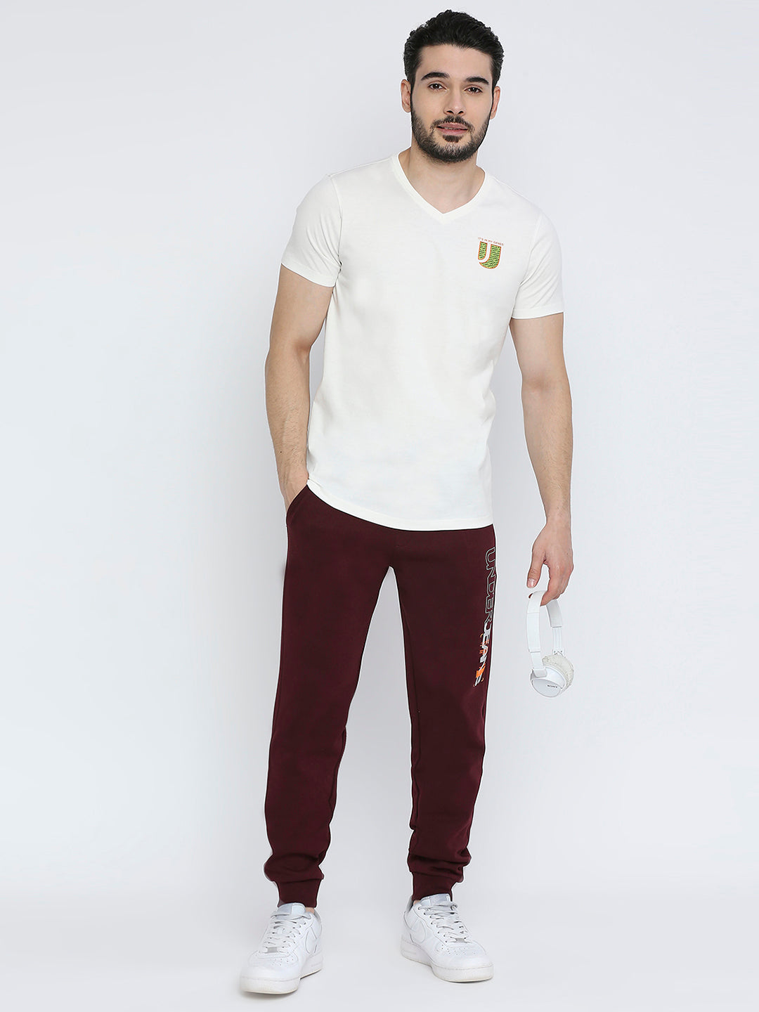 Men Premium Cotton Wine Trackpant - UnderJeans by Spykar