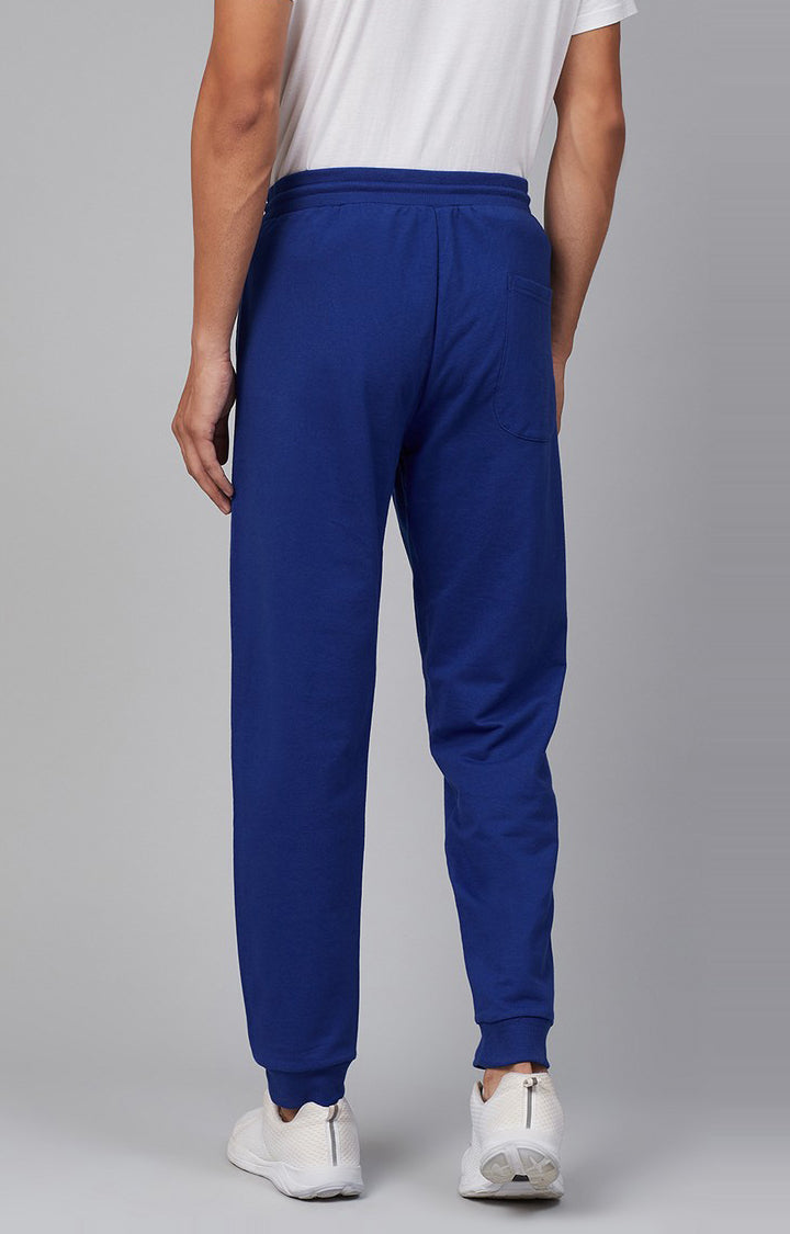 Blue Cotton Blend Solid Trackpants- UnderJeans by Spykar
