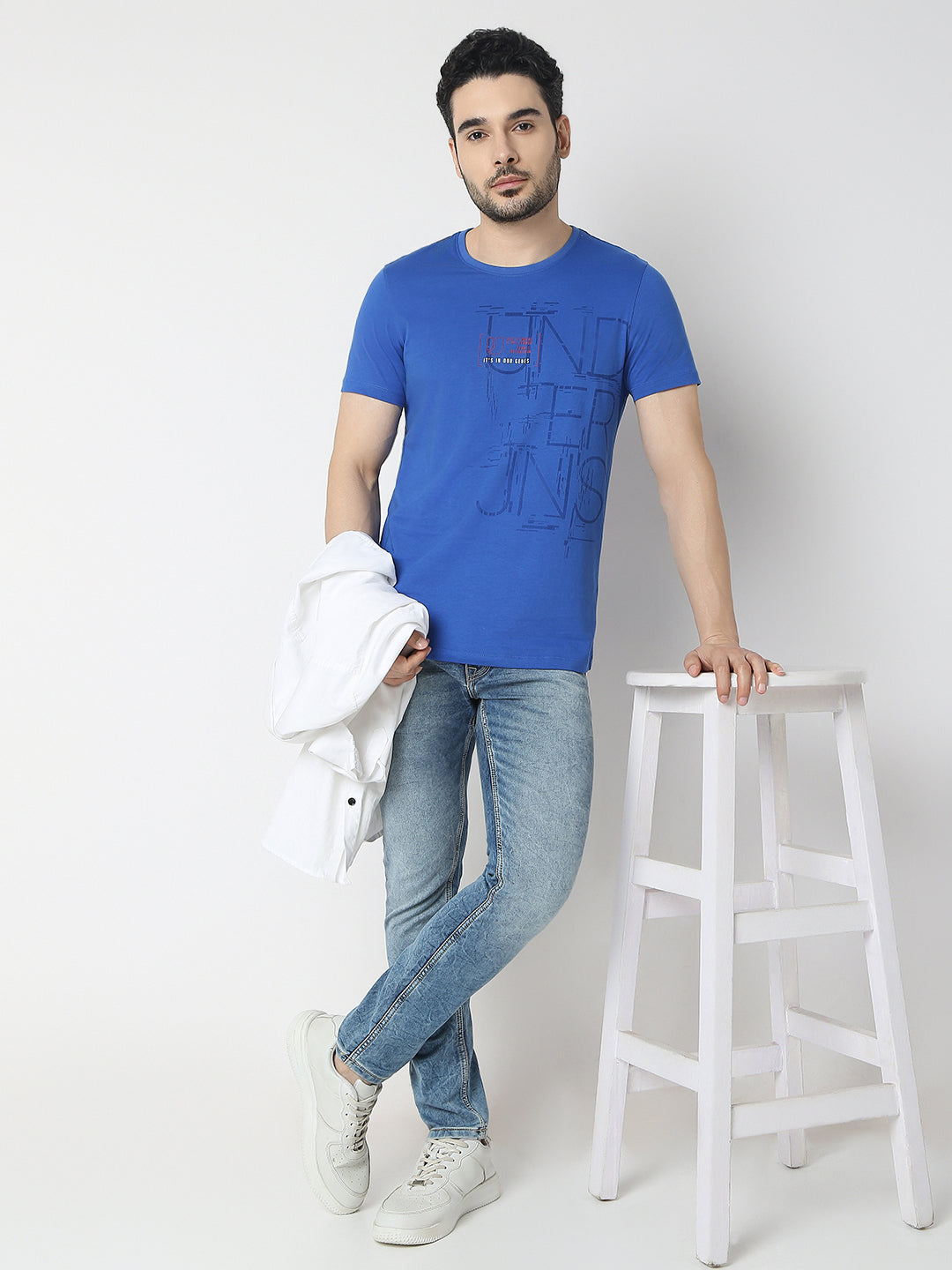 Underjeans By Spykar Men Premium Blue T-Shirt