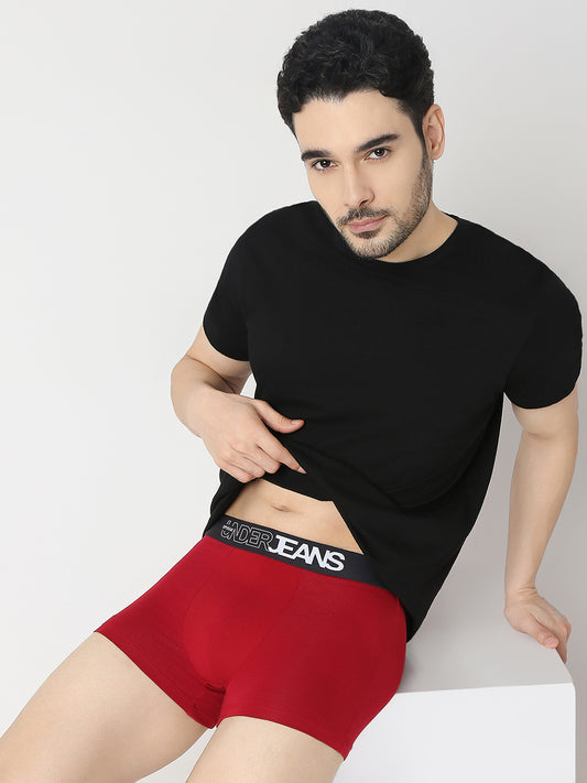 Underjeans By Spykar Men Black & Maroon Trunk