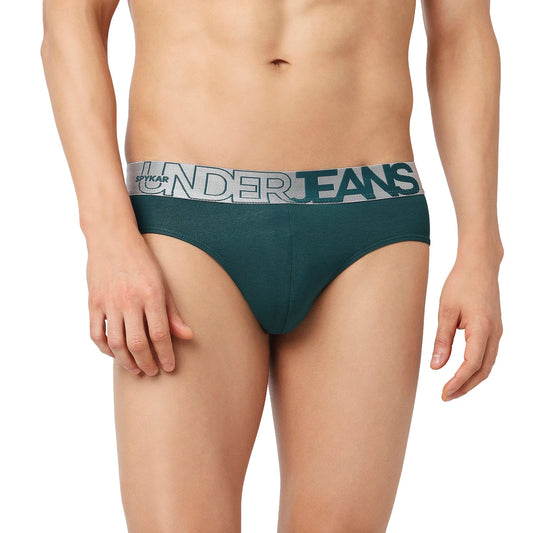 Underjeans Peacock Green Cotton Blend Briefs