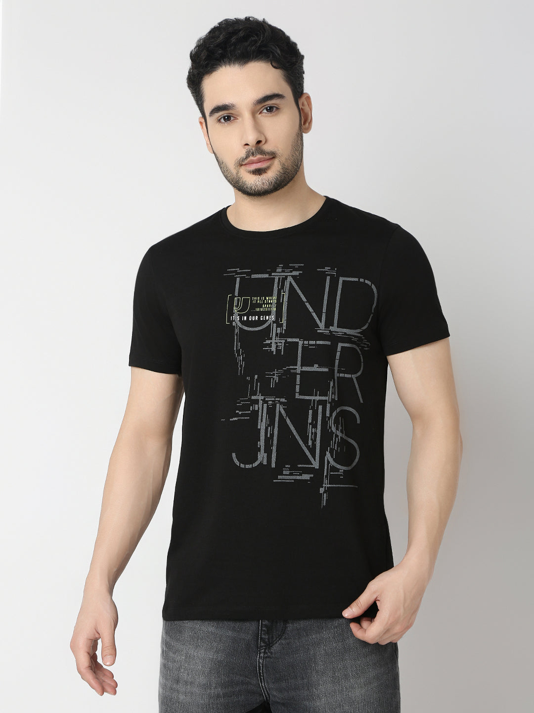 Underjeans By Spykar Men Premium Black T-Shirt