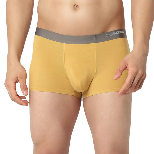 Underjeans by Spykar Men Mustard Yellow Regular Fit Ultrasoft Trunks